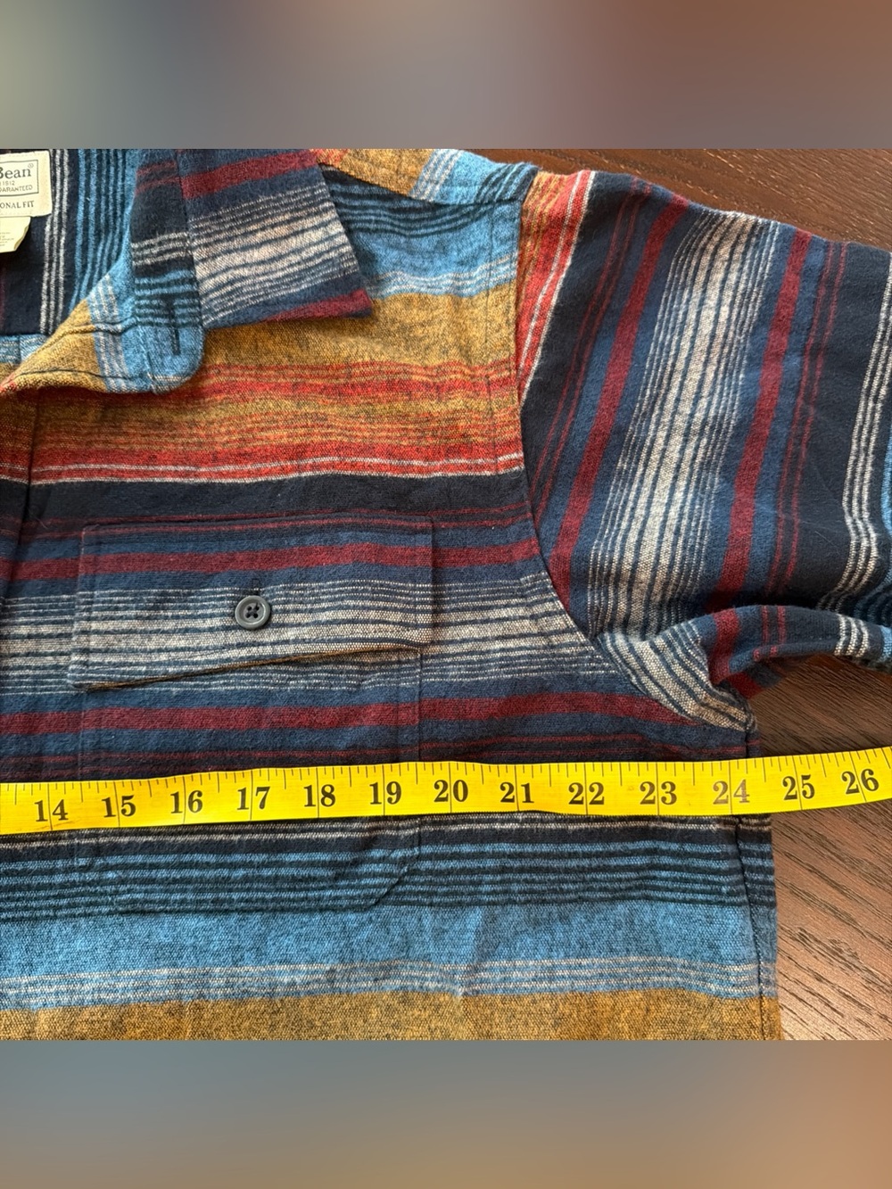 Men's L.L. Bean Chamois Flannel Shirt Southwest/Aztec Stripe Pattern Size L - Picture 8 of 13
